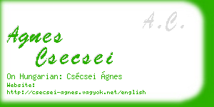 agnes csecsei business card